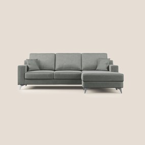 Michael divano moderno angolare con penisola in morbido velluto impermeabile T01 grigio_chiaro Angolare Destro