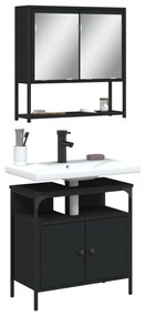Set Mobili Da Bagno 2 Pz Nero İn Legno Multistrato /