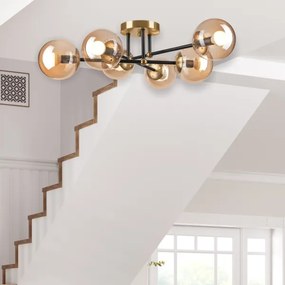 Lampadario a plafone MALENA 6xE14/5W/230V oro/nero/fumé beige