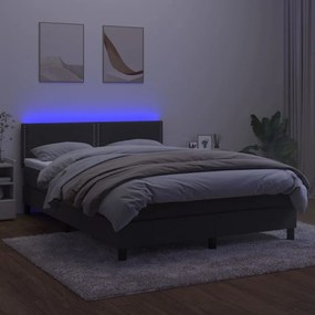 Letto a Molle con Materasso e LED Grigio Scuro 140x190 cm