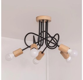 Lampadario a plafone OXFORD 5xE27/15W/230V, finitura pino/nero