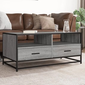 Tavolino Grigio Sonoma 100x50x45 Cm Legno Multistrato E Metallo /