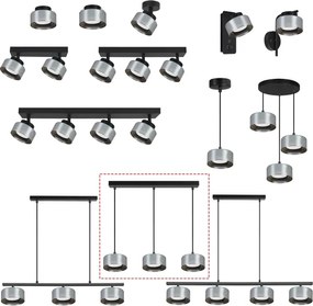 Brilagi - LED Lampadario a cavo AURA LUX 3xGX53/30W/230V nero/fumé