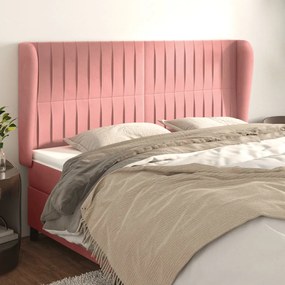Testiera Ad Orecchio Rosa 163x23x118/128 Cm İn Velluto /
