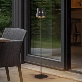 Lindby piantana LED Hilario, nero, ferro, batteria ricaricabile