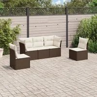 Set Divano da Giardino 5 pz con Cuscini Marrone in Polyrattancod mxl 87388