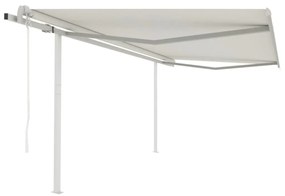 Tenda Da Sole Retrattile Automatica Con Pali 4,5x3 M Crema /