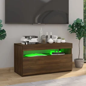Mobile porta tv con luci led rovere marrone 75x35x40 cm