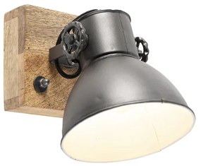 Faretto industriale grigio scuro con legno di mango 18 cm - Mangoes