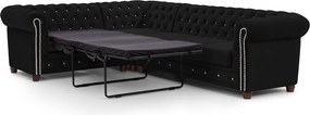 Divano angolare nero allungabile (con penisola a sinistra/a L) con rivestimento in velluto York Blik – Ropez