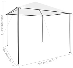 Gazebo da Giardino 3x3x2,9 m Bianco 180 g/m²