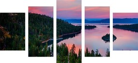 Quadri 5 pezzi – Lago al tramonto