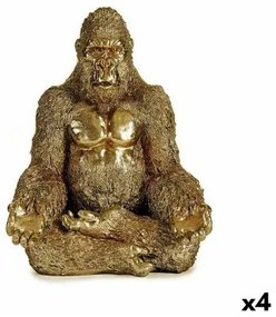 Statua Decorativa Gorilla Yoga Dorato 19 x 26,5 x 22 cm (4 Unità)