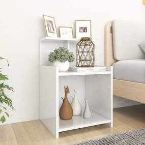 Comodini 2pz Bianco Lucido 40x35x60 cm in Legno Multistrato