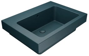 Lavabo a incasso e d'appoggio rettangolare vasca centrale Alaqua L 70 x H 25 x P 21 cm in ceramica blu opaco
