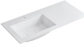 Lavabo a incasso rettangolare vasca a sinistra L 100.5 x H 15 x P 46 cm in resina bianco opaco