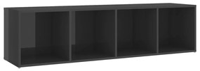 Mobile Porta TV Grigio Lucido 142,5x35x36,5cm Legno Multistrato