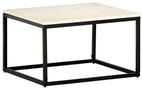 Tavolino Da Salotto Bianco 60x60x35cm Pietra Vera Testura Marmo /