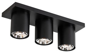 Faretto da soffitto moderno nero 3 luci - Tubo
