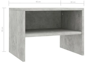 Comodini 2 pz Grigio Cemento 40x30x30 cm in Legno Multistrato