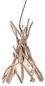 Sospensione Industrial-Minimal Driftwood Legno Marrone 1 Luce E27