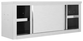 Armadio da Cucina ad Ante Scorrevoli 120x40x50cm Acciaio Inox