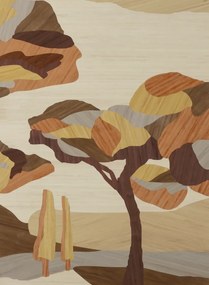 Arte Carta da parati panoramica Under The Sycamore Tree - Mahogany Wood