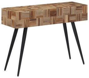 Tavolino Consolle 110x34x80 Cm Teak Massello Di Recupero /