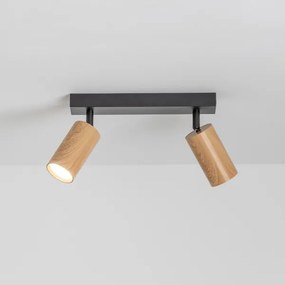 Brilagi - Faretto SELE 2xGU10/30W/230V nero/decorazioni in rovere