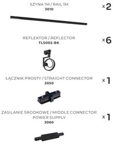 Zuma Line 3028 - Faretto per sistema a binario MASTER 6xGU10/10W/230V nero