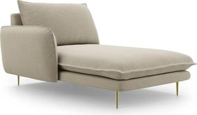Chaise longue Vienna in tessuto strutturato con gambe oro – L170cm
