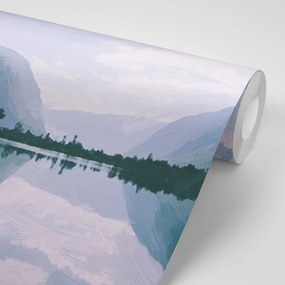 Carta da parati – Scenografia dipinta del lago montano