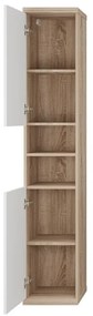 Kamalu - Colonna bagno a terra o sospesa 180 cm bicolore bianco e legno chiaro | LAC-ESTIA