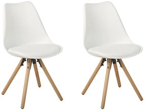 Set di 2 sedie in plastica bianca e legno naturale DAKOTA Beliani