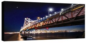 Stampa su tela Bay bridge illuminato, multicolore 190 x 90 cm