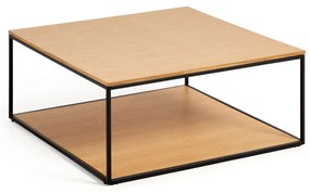 Kave Home - Tavolino Yoana impiallacciato rovere e struttura in metallo verniciato nero 80 x 80 cm