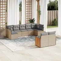 Set Divano da Giardino 9 pz con Cuscini Beige in Polyrattan 3260372