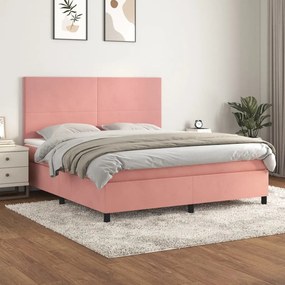 Giroletto A Molle Con Materasso Rosa 160x200 Cm İn Velluto /