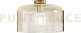 Plafoniera gibus ambra 1 luce attacco e27 35x35x23cm in vetro soffiato