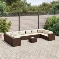 Set Divani da Giardino 11 pz con Cuscini in Polyrattan Marrone 3308289