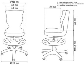 Sedia ergonomica per bambini regolabile in altezza 119-142 cm - farfalle