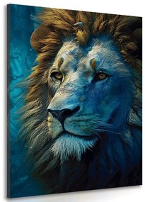 Quadro su tela – Leone blu-oro