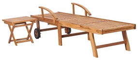 Lettini prendisole 2 pz con tavolo in legno massello di teak