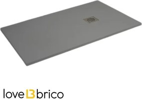 Piatto doccia in mineralmarmo 70x120 cm grigio chiaro effetto pietra con griglia e piletta sifonata