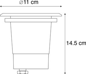 Faretto da terra per esterni in acciaio 11 cm IP67 - Basic Round