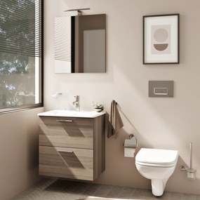 Mobile Bagno Sospeso 60 Cm Due Cassetti Specchio Con Lampada Led 62x58,5 Cm Vitra "Mia" Cordoba