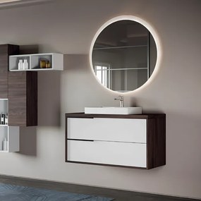 Mobile bagno sospeso 100 cm ISIDE Olmo Caffč e Bianco con lavabo in ceramica