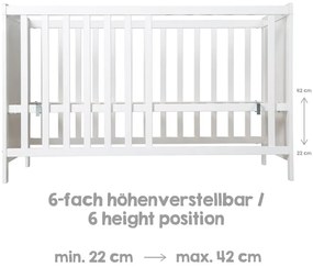 Lettino bianco 60x120 cm Hamburg – Roba