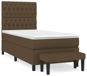 Giroletto a molle con materasso marrone scuro 90x190cm tessuto
