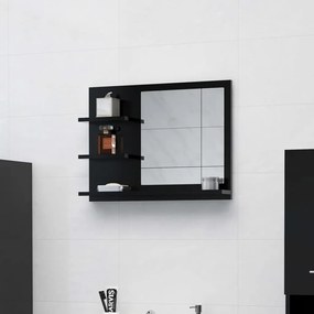 Specchio Da Bagno Nero 60x10,5x45 Cm İn Legno Multistrato /